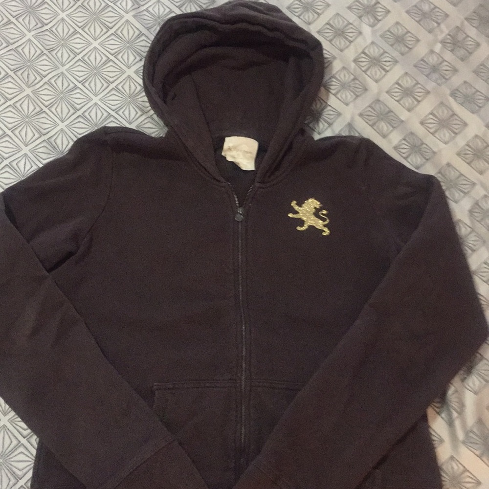 Express size L brown and gold hooded sweatshirt